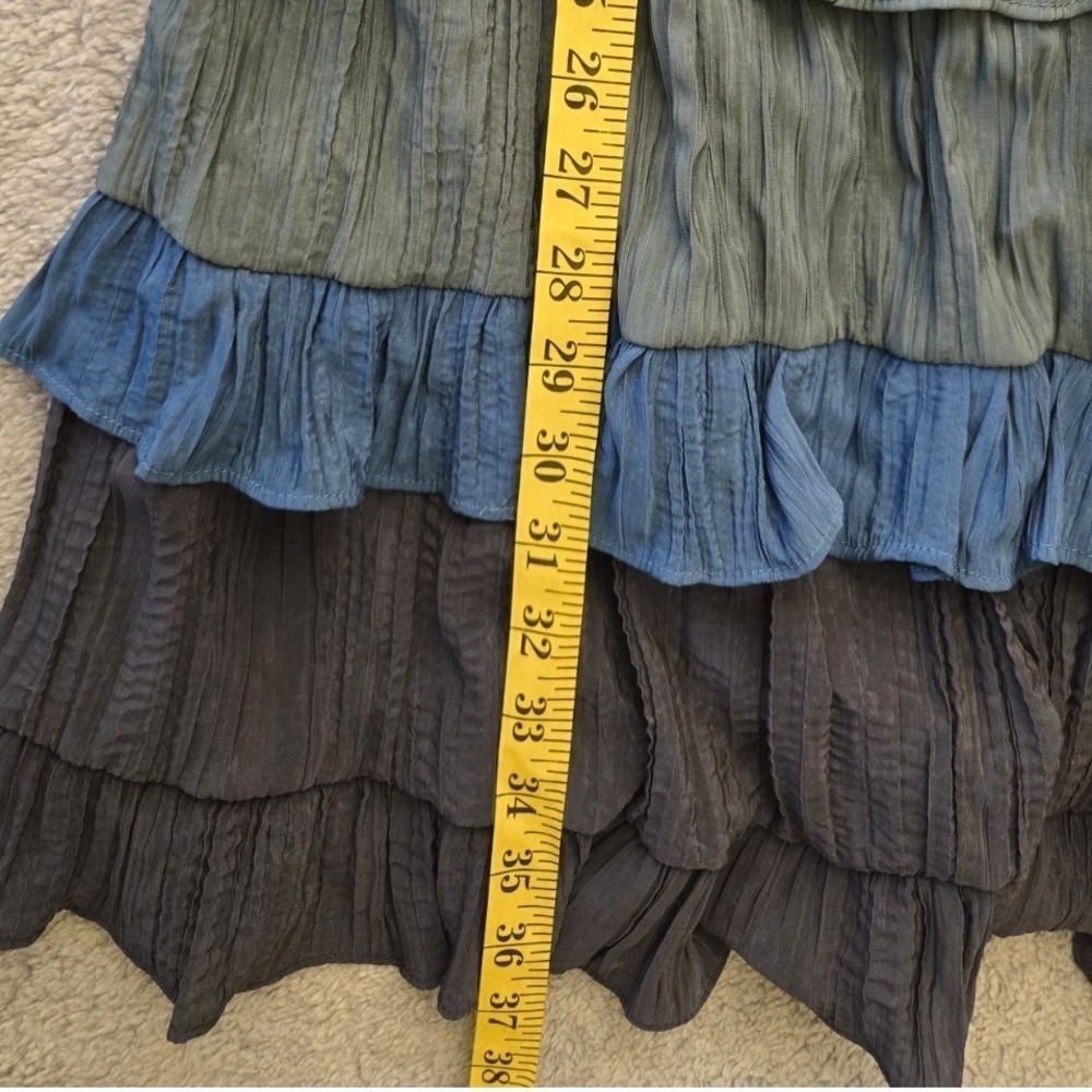 Storia Multicolor Tiered Ruffle Midi Dress Rainbow Boho Summer Crinkle Small - Picture 5 of 7